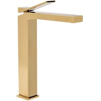 Смеситель для раковины Rea Duet REA-B4415 без донного клапана, золотой