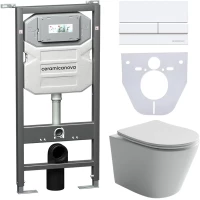 Комплект подвесной унитаз Ceramica Nova Balearica CN6000 + система инсталляции Ceramica Nova Envision Flat CN1002W + CN1000