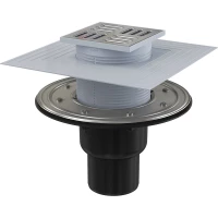 Душевой трап AlcaPlast APV4344 105x105/50/75 мм, с решеткой, перфорированный, хром