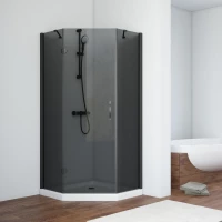 Душевой уголок Vegas Glass AFA-Pen NOVO 110 02М 07 L 110x110 см L, профиль черный матовый, стекло графитовое