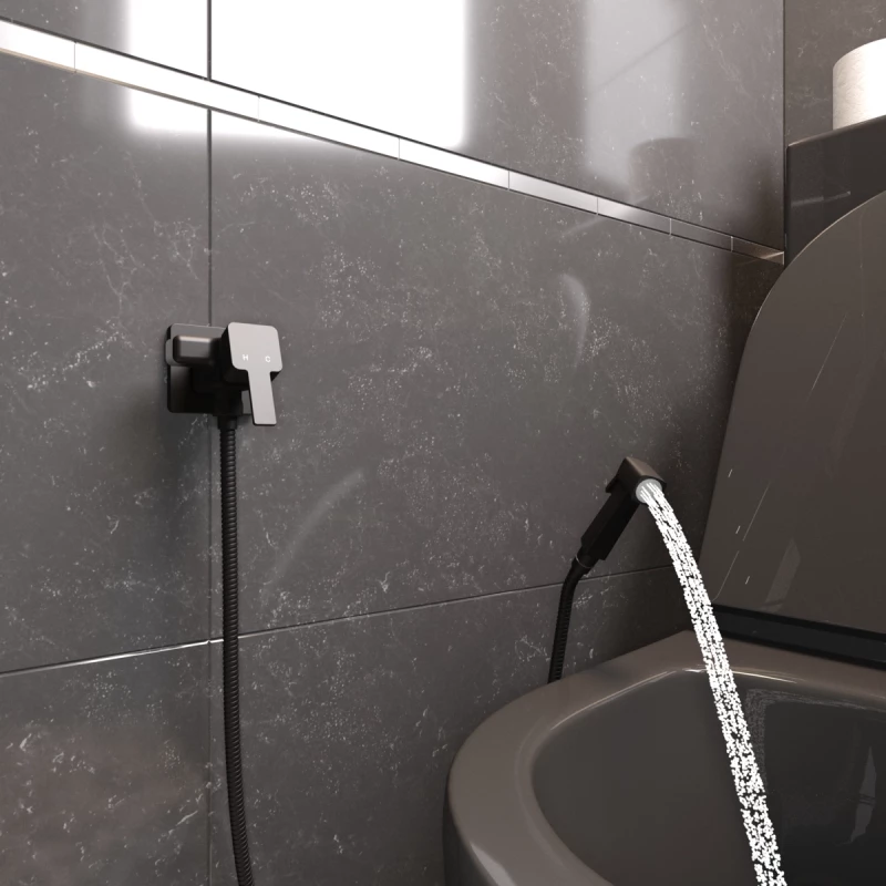 Гигиенический душ Elghansa 22Q0017-Black (Set-112) со смесителем, черный матовый