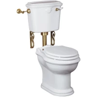 Унитаз напольный Migliore Impero 31145 с низким бачком, белый, фурнитура бронза/белый