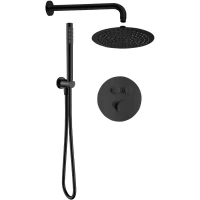 Душевой комплект AQUAme AQM8405MB 300 мм, с термостатом, черный матовый