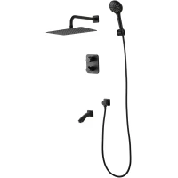 Душевой комплект Lemark Bronx LM3742BL 300x200 мм, с термостатом, черный матовый