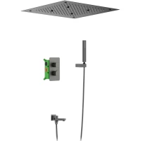 Душевой комплект Timo Petruma SX-5019/18SM 500 мм, с термостатом, вороненая сталь