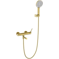 Смеситель для ванны Vincea Feerie VTFW-5FE2BG с душевым гарнитуром, золотой матовый