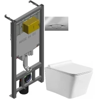 Комплект подвесной унитаз MEER MR-2101 + система инсталляции Jacob Delafon E29025-NF + E29027-CP