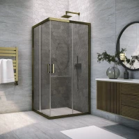 Душевой уголок Vegas Glass ZA TUR NOVO 90 05 07 90x90 см, профиль бронза, стекло графитовое