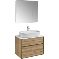 Комплект мебели дуб эльвезия/белый глянец 74,5 см Акватон Либерти 1A279501LYC70 + 1A281003LY010 + 1WH501710 + 1A267202LH010