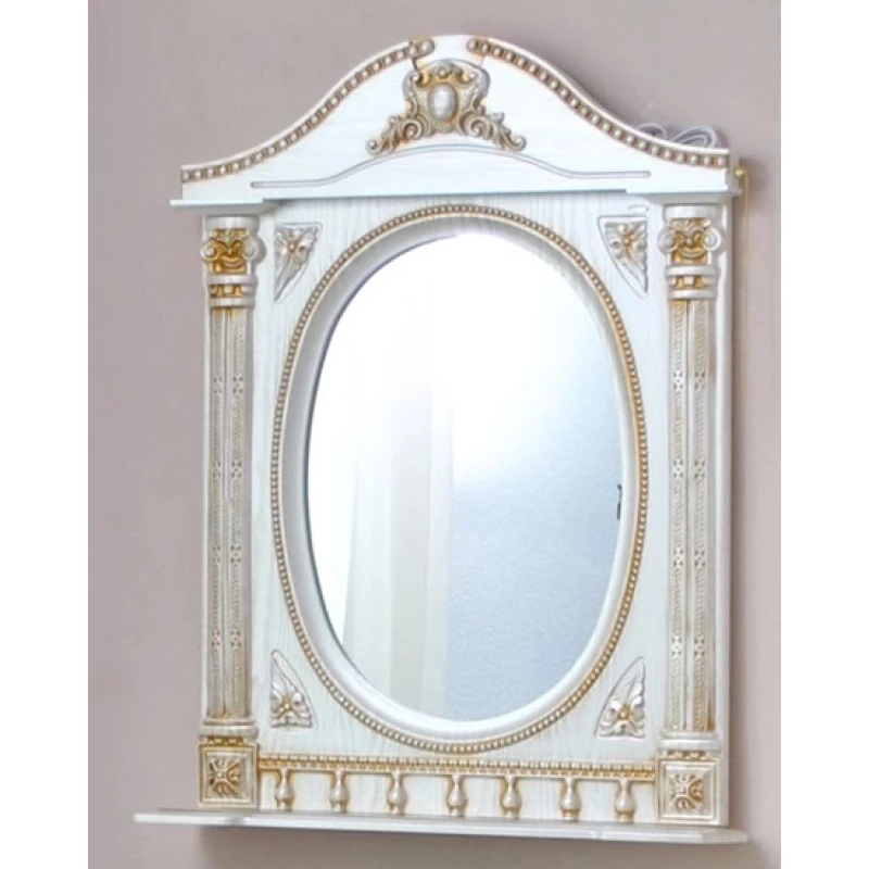Зеркало 71,5x94,5 см белый жемчуг золотая патина Atoll Наполеон