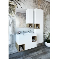 Комплект мебели белый матовый/дуб рустикальный 81 см Sanflor Даллас C04836 + 4640021065198 + C04835