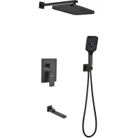 Душевой комплект Fmark FS8749-3H 305x205 мм, со смесителем, черный матовый