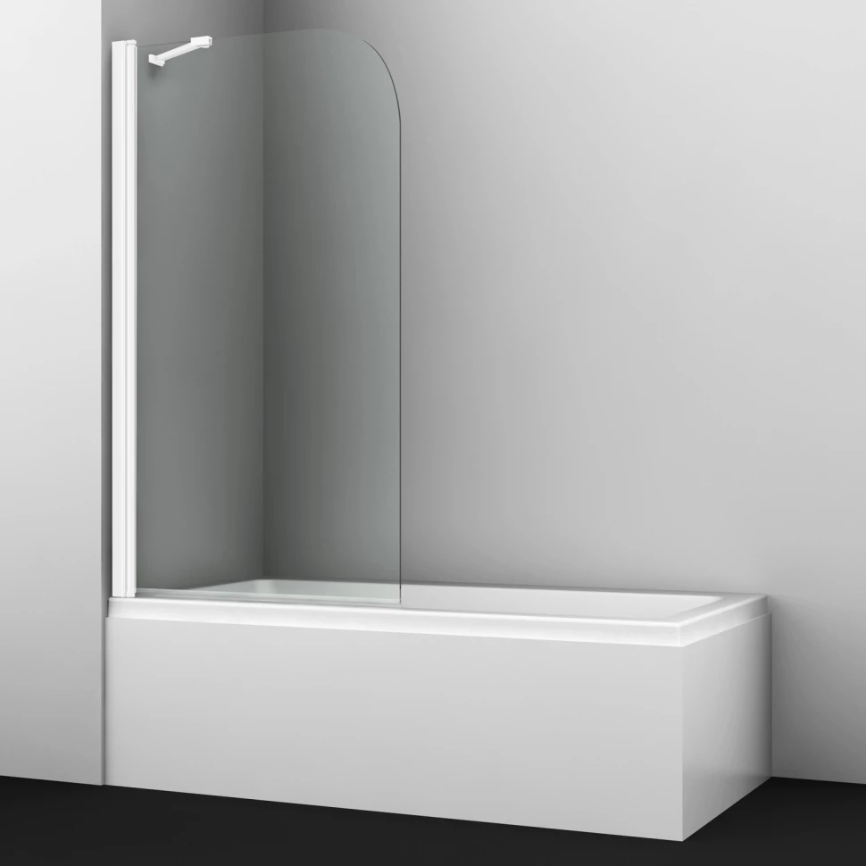 шторка для ванны wasserkraft berkel 80х140 прозрачная белая 48p01 80white Шторка для ванны 80 см WasserKRAFT Leine 35P01-80W Fixed прозрачное