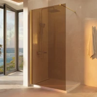 Душевая перегородка Vincea Walk-In VSW-1H100GSG 100 см, профиль золотой матовый, стекло янтарное