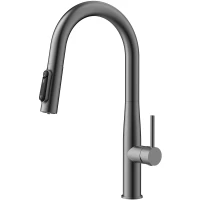 Смеситель для кухни Kaiser Vita 43344-15 с подключением к фильтру, выдвижным изливом, вороненая сталь