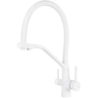 Смеситель для кухни Viko V-5844 с подключением к фильтру, гибким изливом, белый