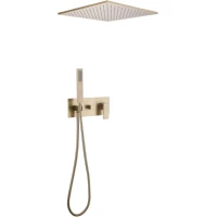 Душевой комплект Abber Daheim AF8221G 400 мм, со смесителем, золотой матовый