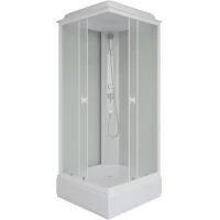 Душевая кабина Niagara Promo P80/26Q/MT 80x80x215 см, с крышей, средний поддон, профиль белый, стекло матовое