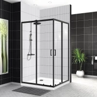 Душевой уголок 120x100 см BelBagno UNO-195-AH-2-120/100-C-NERO прозрачное