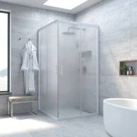 Душевой уголок Vegas Glass ZA NOVO h2000 85 01 10 85x85 см, профиль белый, стекло сатин