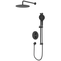 Душевой комплект Whitecross Y YSET09TOPBL 300 мм, с термостатом, черный матовый