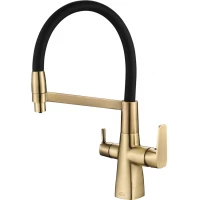 Смеситель для кухни Zorg SH 818-6 BRONZE с подключением к фильтру, гибким изливом, бронза