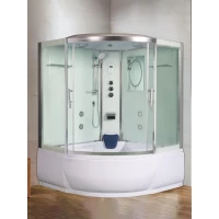 Душевая кабина WeltWasser Emmer 15055 10000003291 150x150x217 см, с крышей, гидромассажем, высокий поддон, профиль матовый хром, стекло прозрачное