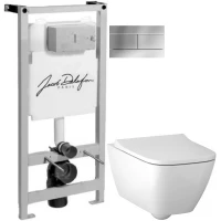 Комплект подвесной унитаз Geberit Smyle Square 500.683.00.2 + система инсталляции Jacob Delafon E5504-NF + E4316-CP