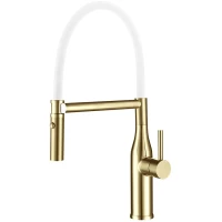Смеситель для кухни Gappo G4098-23 с гибким изливом, золотой матовый