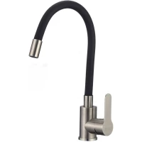 Смеситель для кухни D-Lin H155316-1 с гибким изливом, сатин/черный