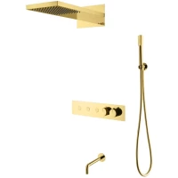Душевой комплект Boheme Fusion 131-2-G 230 мм, с термостатом, золотой 