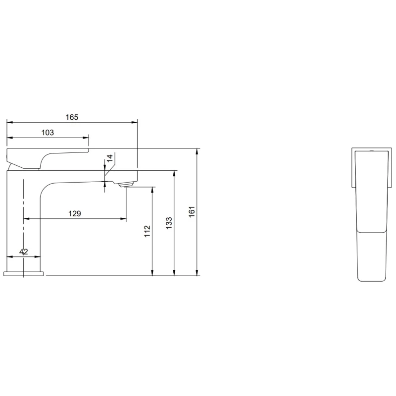 Смеситель для раковины с донным клапаном Villeroy & Boch Architectura Square TVW12500100064