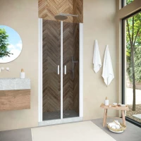 Душевая дверь Vegas Glass E2P NOVO h2000 110 01 07 110 см, профиль белый, стекло графитовое