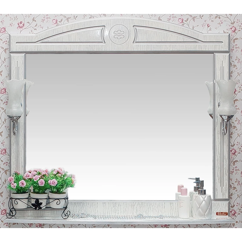Зеркало 97,2x88 см белый серебряная патина Sanflor Адель H0000000748