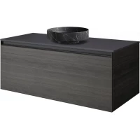 Тумба с раковиной Armadi Art Quatro Oak Antracite 790-M1-120-OA-A-LED + 792-120-A + 801-NM 121 см , подвесная, со столешницей, с подсветкой, темный дуб