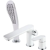 Смеситель на борт ванны Gappo G1148 с душевым гарнитуром, хром/белый