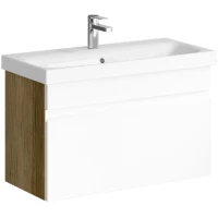 Тумба с раковиной белый глянец/дуб балтийский 80 см Aqwella Smart SRT0108DB + UM-MOD80SL/1