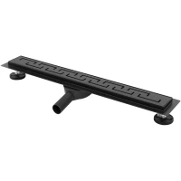 Душевой трап (лоток) Rea Greek Pro REA-G8024 70 см, с решеткой, перфорированный, черный матовый