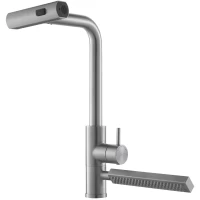 Смеситель для кухни Fashun A57131 с выдвижным изливом, сатин