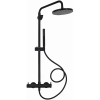 Душевая система AQUAme AQM8001MB 200 мм, со смесителем, черный матовый