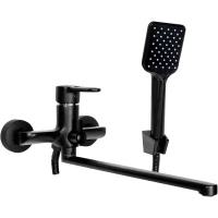 Смеситель для ванны Славен Город Серия-Т СЛ-ОД-Т3Ч универсальный, с душевым гарнитуром, черный матовый