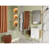 Комплект мебели белый глянец/дуб рустикальный 55 см Акватон Сканди Doors 1A278801SDZ90 + 1WH501620 + 1A252102SDZ90