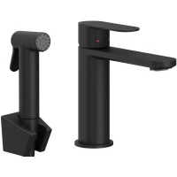 Смеситель для раковины Ravak Chrome II CR II 112.20BL X070462 с гигиеническим душем, без донного клапана, черный матовый