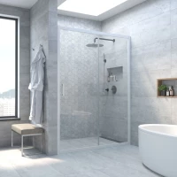 Душевая дверь Vegas Glass ZP Novo h2000 180 01 01 180 см, профиль белый, стекло прозрачное