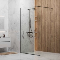 Душевая перегородка Berges Sky Black 064016 140 см, профиль черный матовый, стекло прозрачное