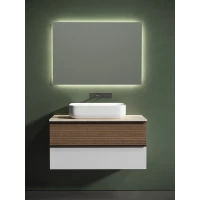 Комплект мебели Sancos Delta DL100W + TT100A2 + CN5004 + SQ1000 100 см, подвесной, светлый дуб/белый матовый