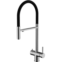 Смеситель для кухни Knotlor Infinity SS-16 с подключением к фильтру, гибким изливом, нержавеющая сталь