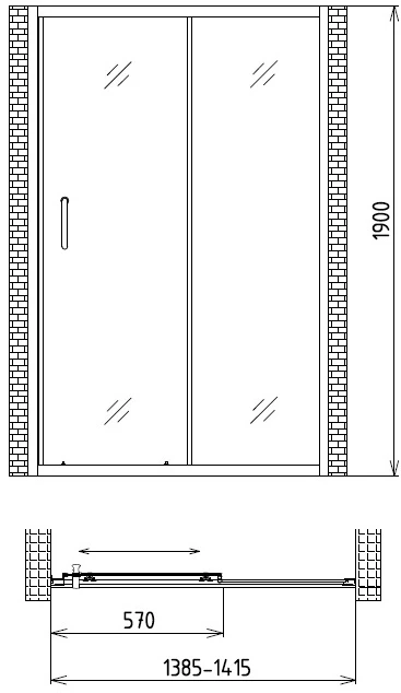 Душевая дверь 140 см Gemy Victoria S30191B прозрачное - фото 3