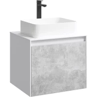 Тумба с раковиной белый глянец/бетон светлый 61 см Aqwella 5 Stars Mobi MOB0106W + MOB0706BS + 4640021064269