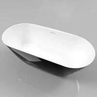 Ванна из литьевого мрамора Whitecross Coral X 0203.170077.10100 170x77 см, отдельностоящая, белый глянец/черный глянец